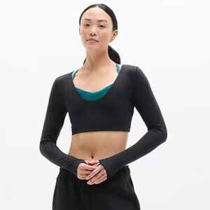Athleta Transcend Scoop Crop Top Black Size Small